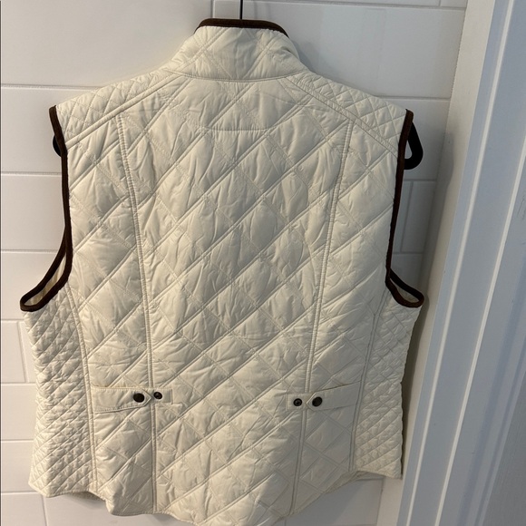 Ralph Lauren Cream Quilted Vest with Brown Trim - Picture 3 of 4